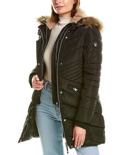 Point Zero Long Quilted Coat - Black