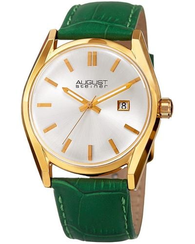 August Steiner Leather Watch - Green