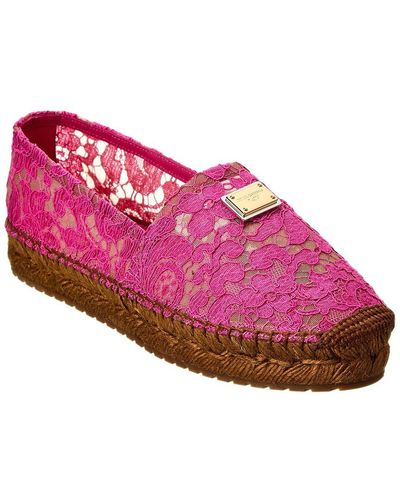 Dolce & Gabbana Logo Lace Espadrilles - Pink