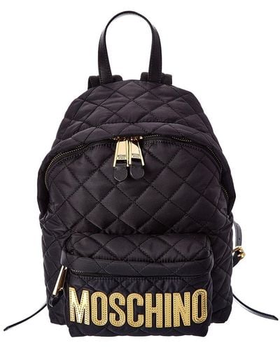 Moschino Logo Quilted Nylon Backpack - Black
