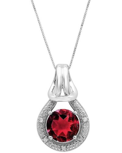 MAX + STONE Max + Stone 10k 2.23 Ct. Tw. Diamond & Created Ruby Pendant Necklace - Pink