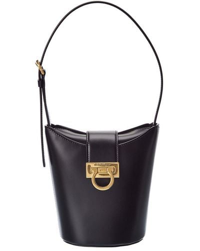 Ferragamo Trifolio Small Leather Shoulder Bag - Black