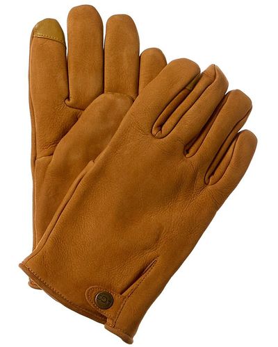 UGG Tabbed Splice Vent Leather Gloves - Brown