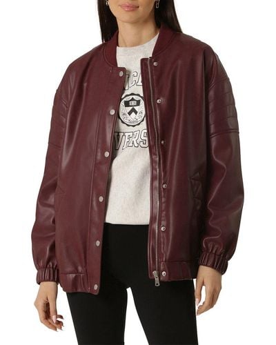 Avec Les Filles Relaxed Bomber Jacket - Red
