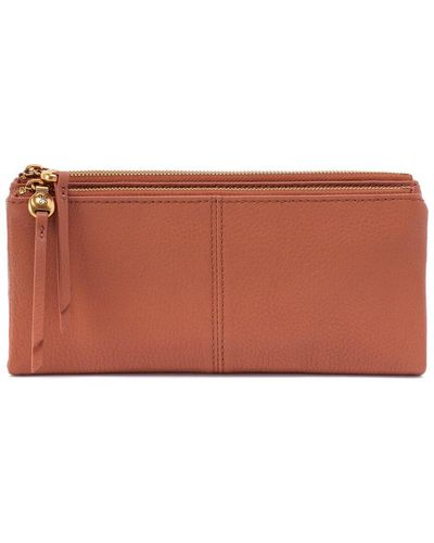 Hobo International Keen Large Zip Top Leather Continental Wallet / Wristlet - Brown