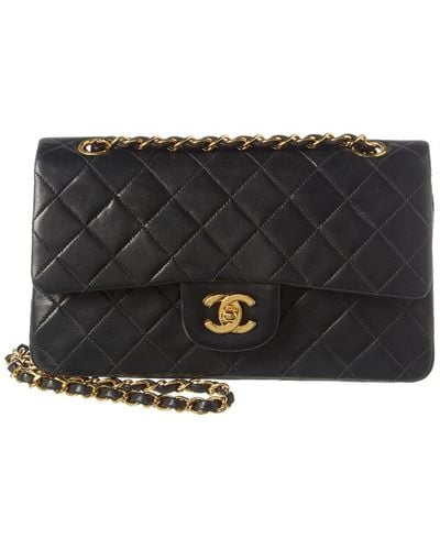 Chanel Black Quilted Lambskin Leather Small Double Flap Bag