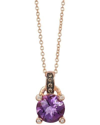 Le Vian 14k Strawberry Gold 1.55 Ct. Tw. Diamond & Amethyst Pendant Necklace - Pink