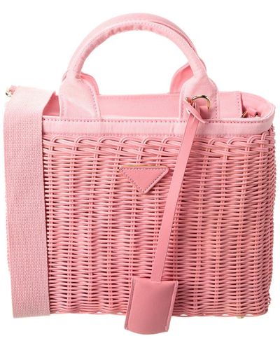 Surell Handmade Straw Basket Bag - Pink
