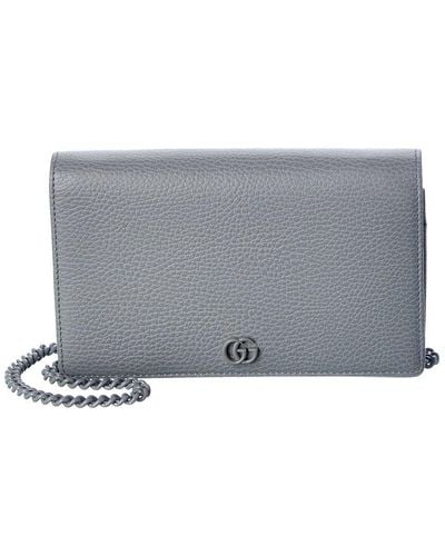 Gucci GG Marmont Leather Chain Wallet - Gray