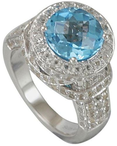 Suzy Levian Silver 6.75 Ct. Tw. Diamond & Topaz Ring - Blue