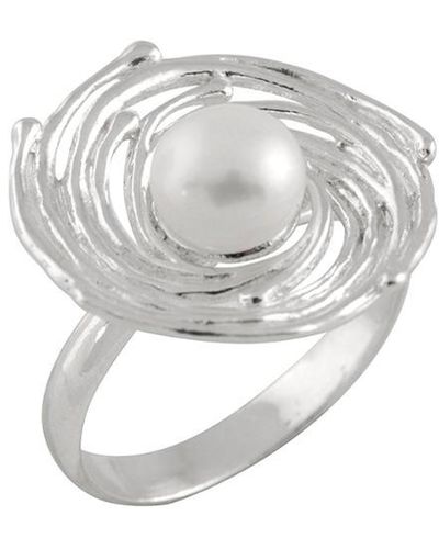 Splendid Silver 6.5-7mm Pearl Ring - White