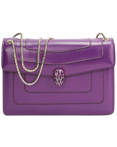 Tiffany & Fred Fold-over Smooth Leather Crossbody - Purple