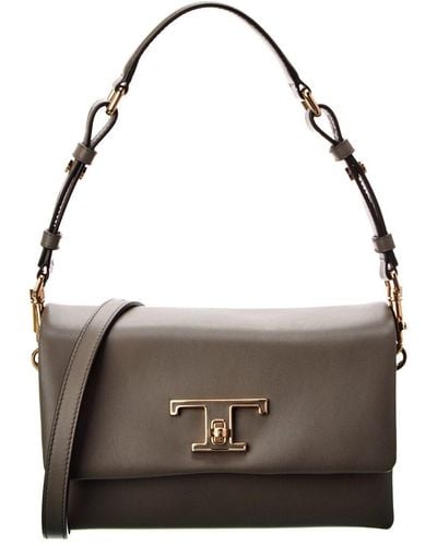 Tod's T Timeless Mini Leather Shoulder Bag - Brown