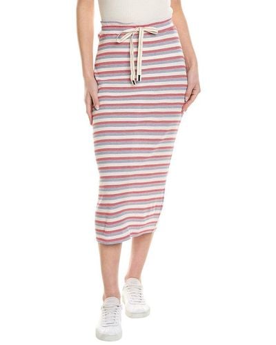 Stateside Textured Thermal Stripe Drawstring Tube Midi Skirt