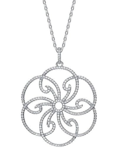 Genevive Jewelry Silver Cz Flower Pendant - White