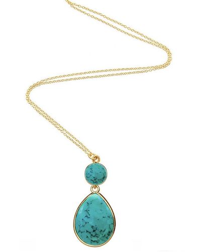 Liv Oliver 18k Plated 26.75 Ct. Tw. Turquoise Necklace - Blue