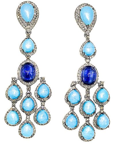 Arthur Marder Fine Jewelry 14k & Silver 2.50 Ct. Tw. Diamond & Gemstone Earrings - Blue