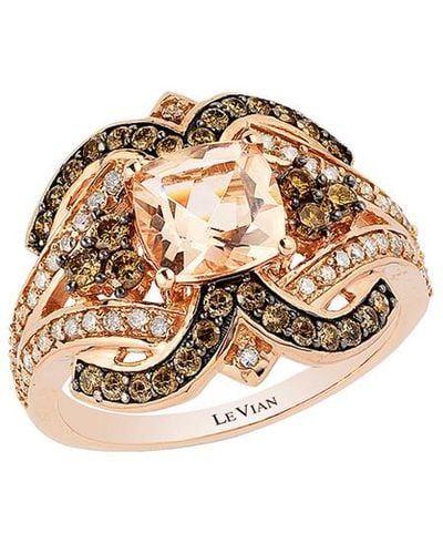 Le Vian Le Vian 14k Rose Gold 1.82 Ct. Tw. Diamond & Peach Morganite Ring - Metallic