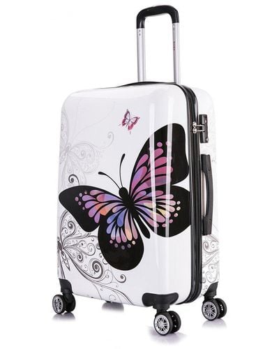 InUSA Butterfly Print Hardside Luggage 24in - White