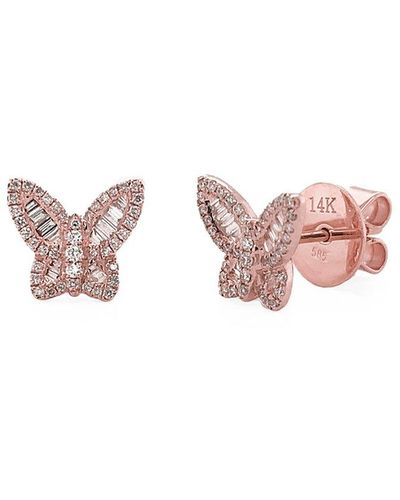 Sabrina Designs 14k Rose Gold 0.43 Ct. Tw. Diamond Butterfly Studs - Pink