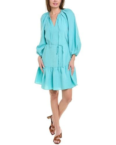 Kobi Halperin Ruby Linen-blend Mini Dress - Blue