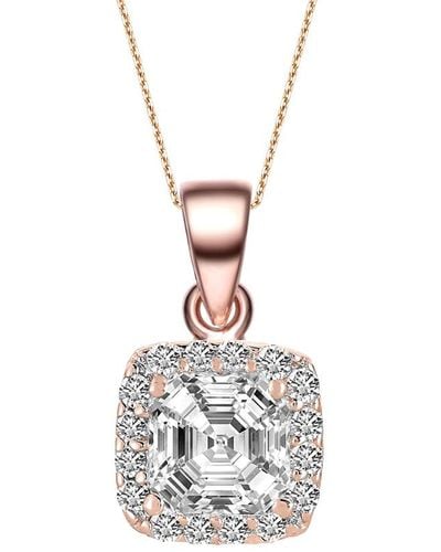 Genevive Jewelry 18k Rose Gold Vermeil Cz Necklace - White