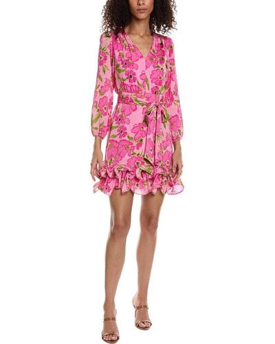 Taylor Printed Ditzy Yoryu Jacquard Mini Dress - Pink