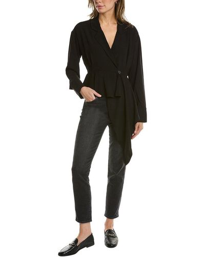 Lea & Viola Wrap Blouse - Black