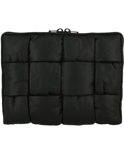 Bottega Veneta Intrecciato Nylon & Leather Laptop Case - Black