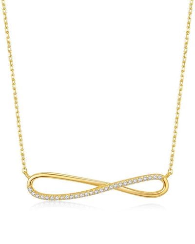 Genevive Jewelry 14k Over Silver Cz Infinity Necklace - Metallic