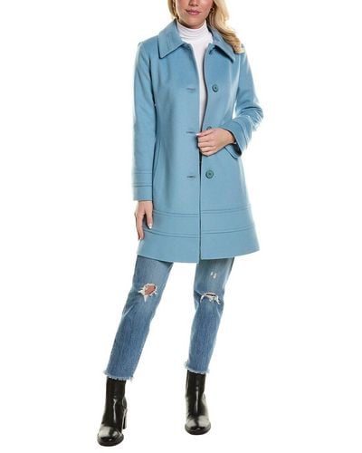 Fleurette Tailored Wool Coat - Blue
