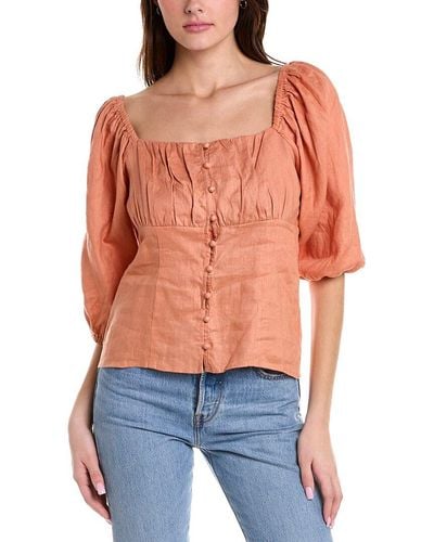 We Are Kindred Lucia Linen Top - Orange