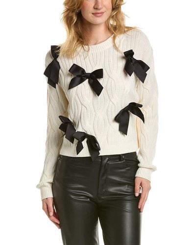 Alice + Olivia Alice + Olivia Beau Relaxed Cable Wool-blend Sweater - Natural
