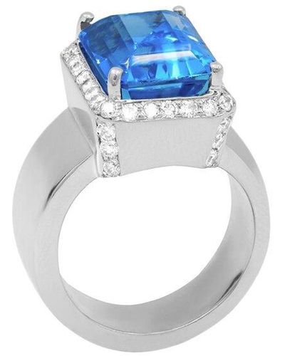 Diana M. Jewels Fine Jewelry 18k 3.50 Ct. Tw. Diamond Half-set Ring - Blue