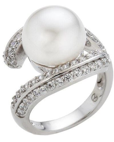 Belpearl Silver 10-11mm Pearl Cz Ring - White