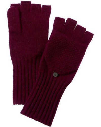 Amicale Cashmere Waffle Knit Cashmere Gloves - Purple
