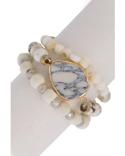 Saachi Howlite Marble Set Bracelet - White