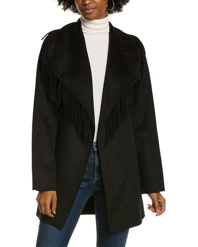 Tahari Frankie Wool-blend Wrap Coat - Black