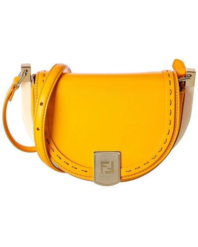 Fendi Moonlight Leather Shoulder Bag - Orange
