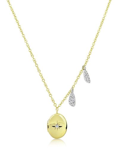 Meira T 14k 0.08 Ct. Tw. Diamond Locket Necklace - Metallic