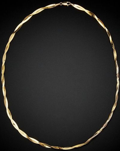Italian Gold 14k Two-tone Herringbone Necklace - Black