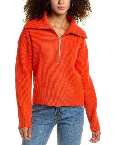 Maje 1/2-zip Wool-blend Sweater - Red