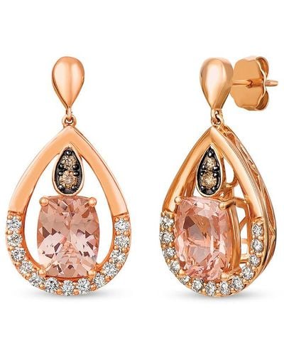 Le Vian Le Vian 14k Rose Gold 3.69 Ct. Tw. Diamond & Morganite Earring - Multicolor