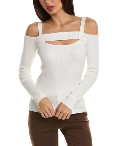 Tahari Cold-shoulder Sweater - White