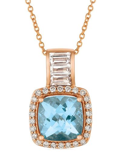Le Vian 14k Rose Gold 2.20 Ct. Tw. Diamond & Gemstone Necklace - Blue