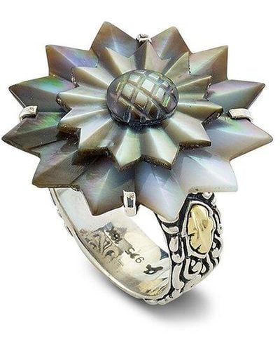 Samuel B. 18k Over Silver Pearl Flower Ring - White