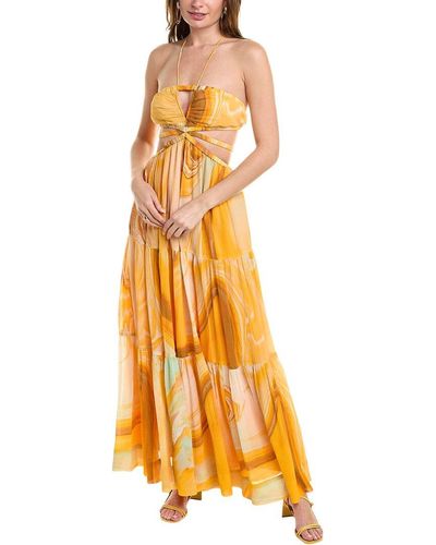 Jonathan Simkhai Shailene Laurel Silk-blend Maxi Dress - Orange