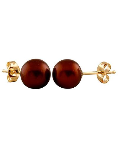 Splendid 14k 6-6.5mm Pearl Earrings - Brown