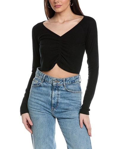 Project Social T Paradise Cozy Ruched Front Top - Black