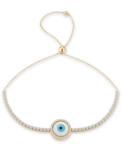 Glaze Jewelry 14k Over Silver Cz Evil Eye Tennis Bracelet - White